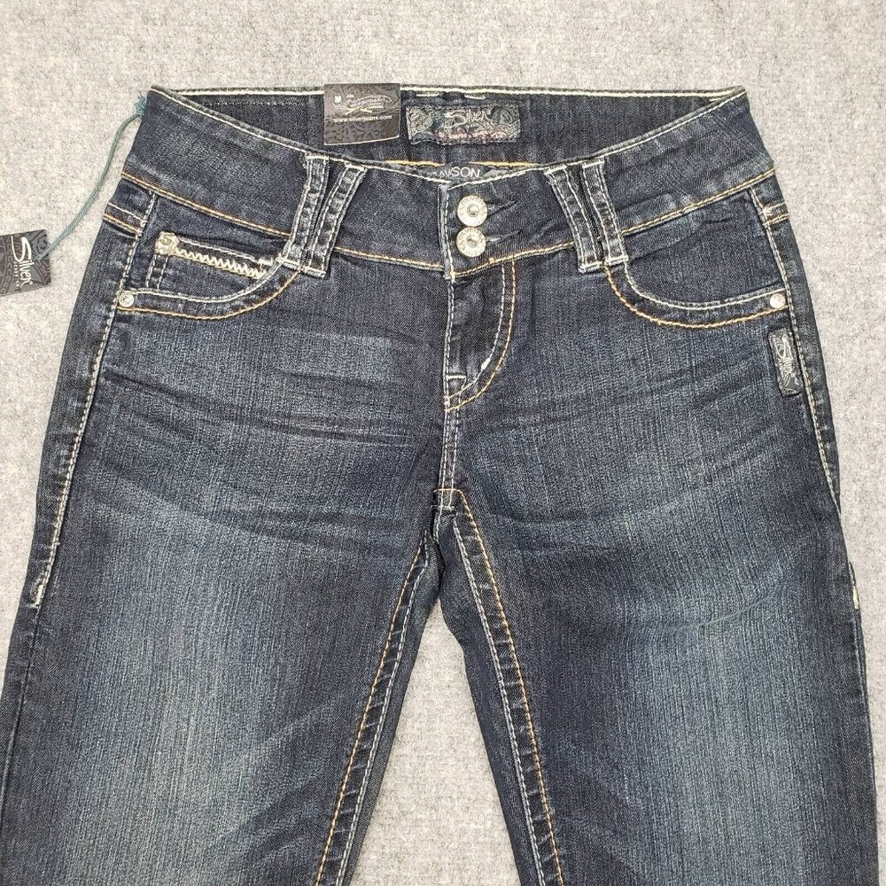 Silver Jeans Dawson Womens 26X32 Blue Bootcut Faded Embroidered Low Rise New - Picture 4 of 12